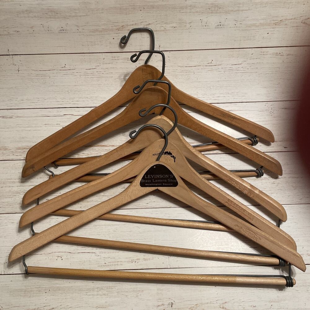 Vintage Wood Clothes Suit Pant Hanger Wishbone Advertising/Blanks Lot Of 5